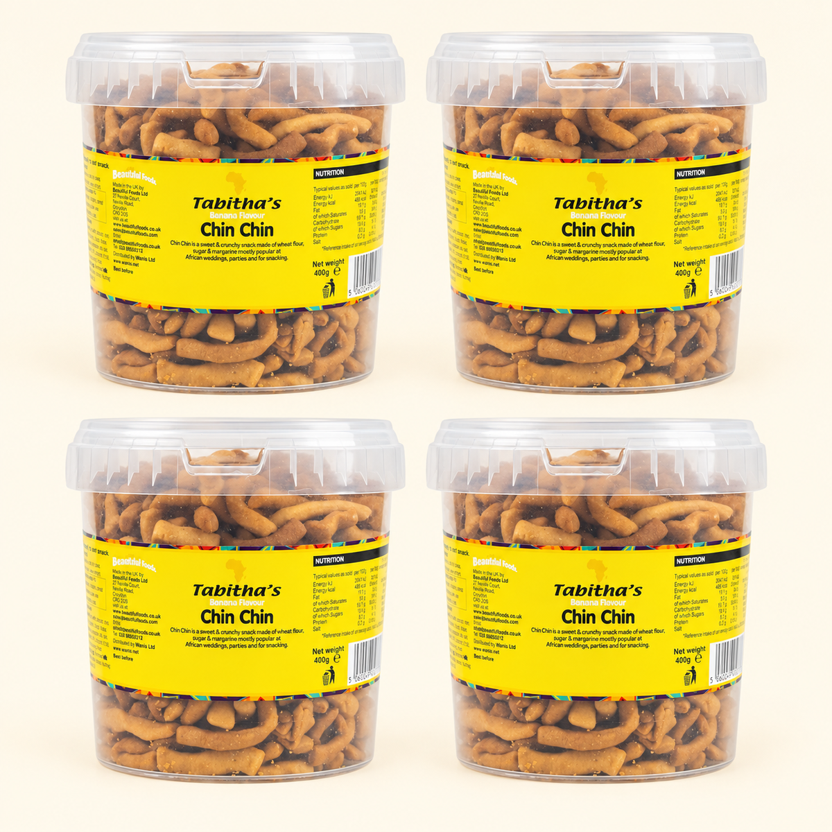 Tabitha's Chin Chin Family Sharing Bundle - 4 X 400g Tubs