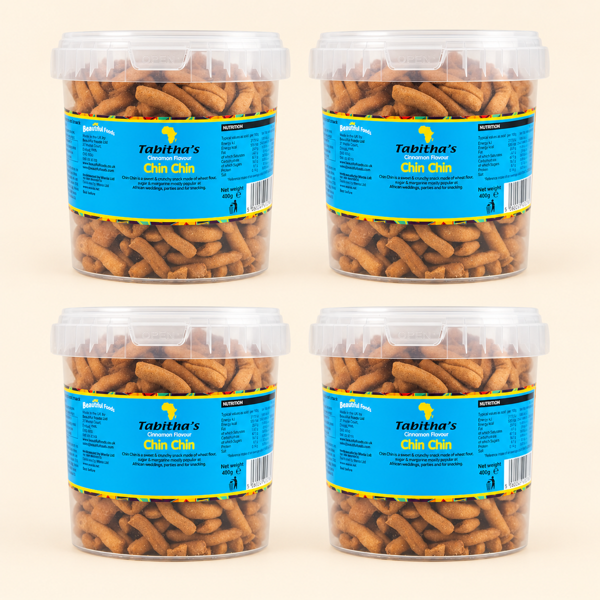 Tabitha's Chin Chin Family Sharing Bundle - 4 X 400g Tubs