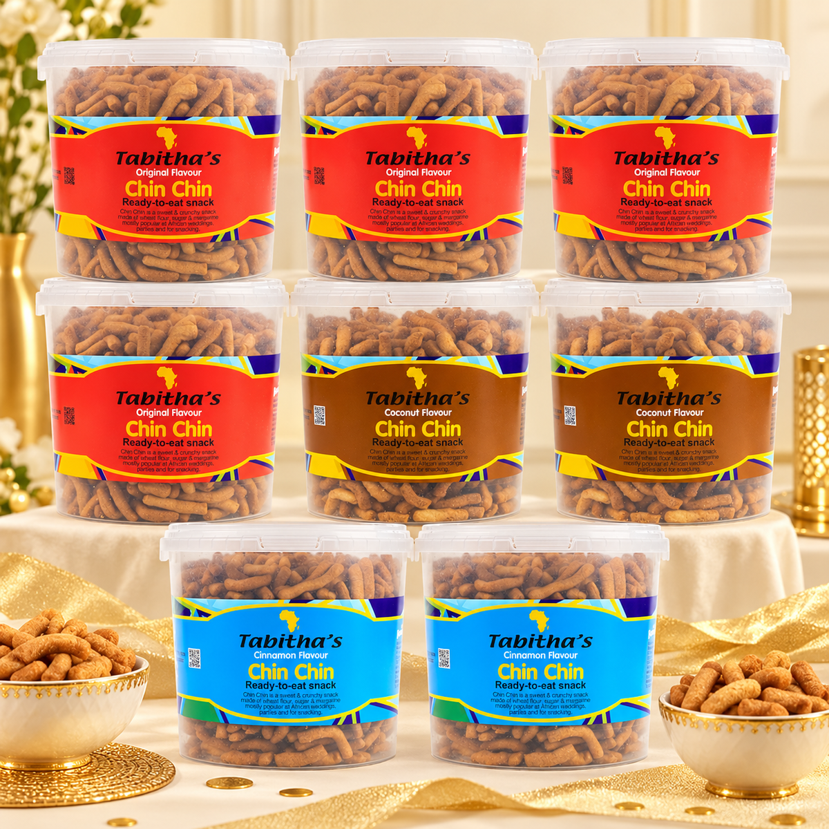 Tabitha's Chin Chin Bulk Value Case -  8 x 800g Buckets
